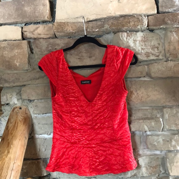 bebe Tops - Bebe Red Peplum Top, size M bebe Tops - Bebe Red Peplum Top, size M